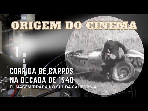 Corrida de carros na década de 1940 - Filmagem tirada no sul da Califórnia.