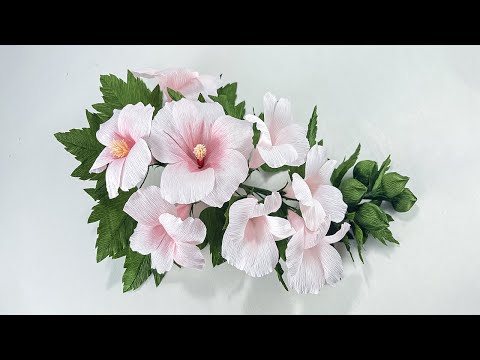 Hollyhock Flower Making From Crepe Paper | Amazing Flower DIY Ideas | Easy Paper Crafts