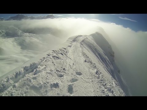 Skiing the Roche de Mio Ridge - La Plagne