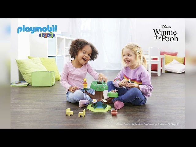 Vídeo relacionado con PLAYMOBIL 1,2,3 y Disney 71316 Winnie The Pooh y Piglet Casa del Árbol, Juguetes para Regalar y Divertidos Juegos de rol imaginativos, Juguete para niños a Partir de 12 Meses