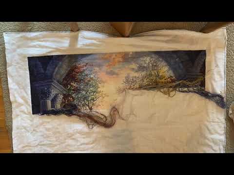 Cross stitch: Using a Qsnap and what to do with extra fabric for large projects