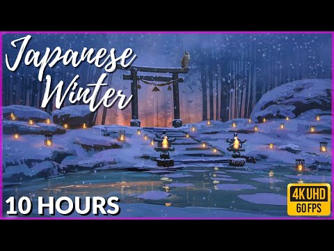 JAPANESE WINTER AMBIENCE - SAMURAI MUSIC - HANS ZIMMER - 10 HOURS - 4K 60FPS
