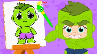 Let's Color HULK! | Cartoons for Kids | Groovy the Martian