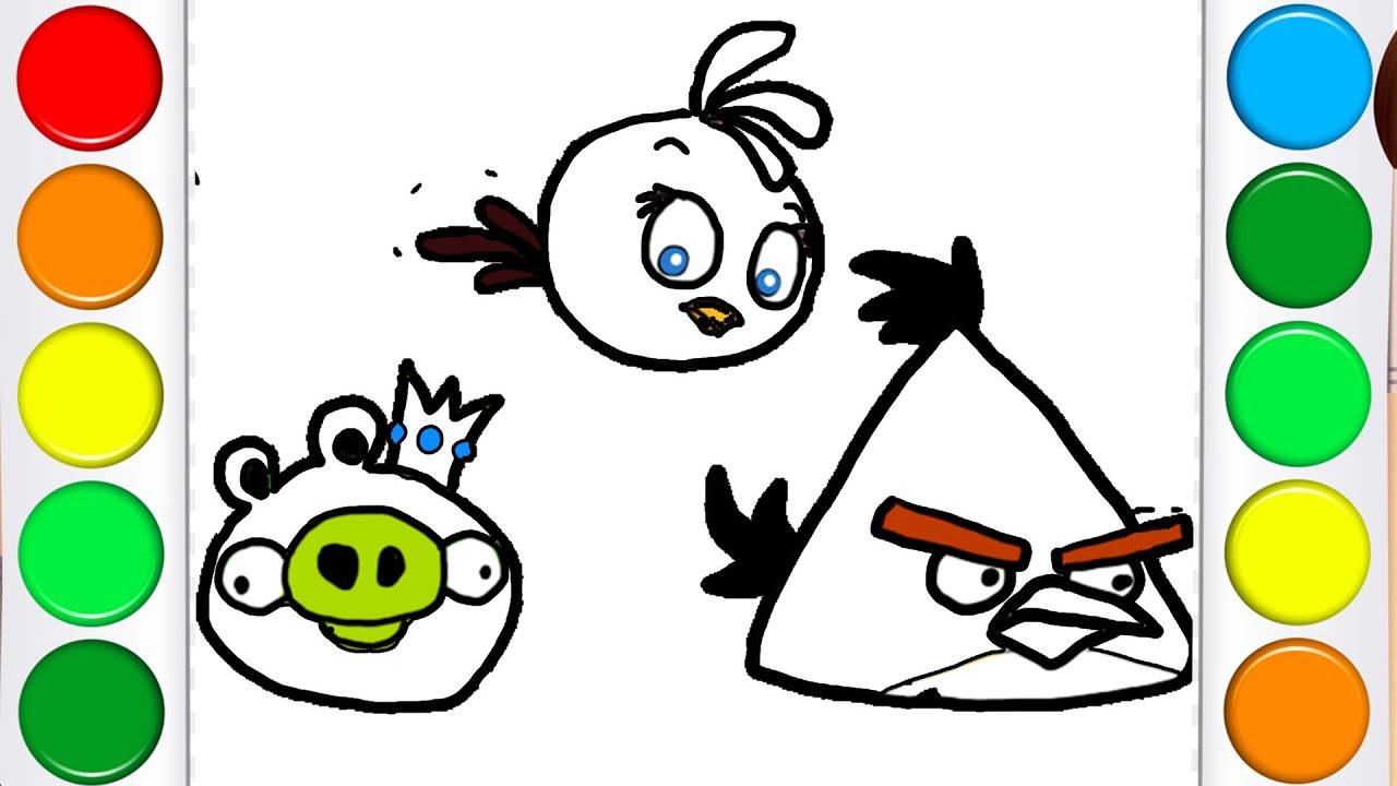 Angry Birds Coloring Animation for Children | How to Draw Red Angry Birds