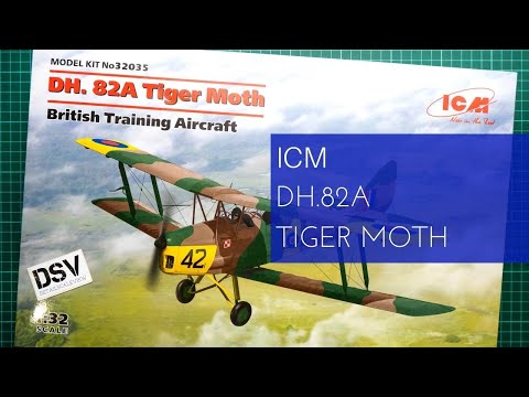 Сборная модель Британский учебно-тренировочный самолет, de Havilland DH.82A Tiger Moth (ICM 32035) 1:32