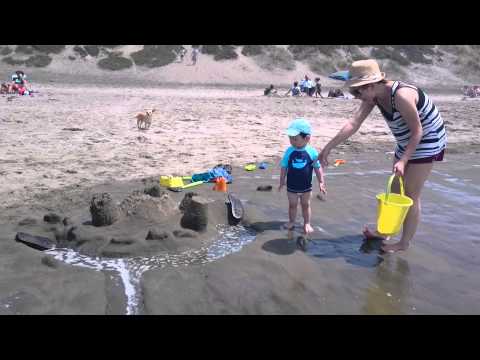 Waves crash onto castle