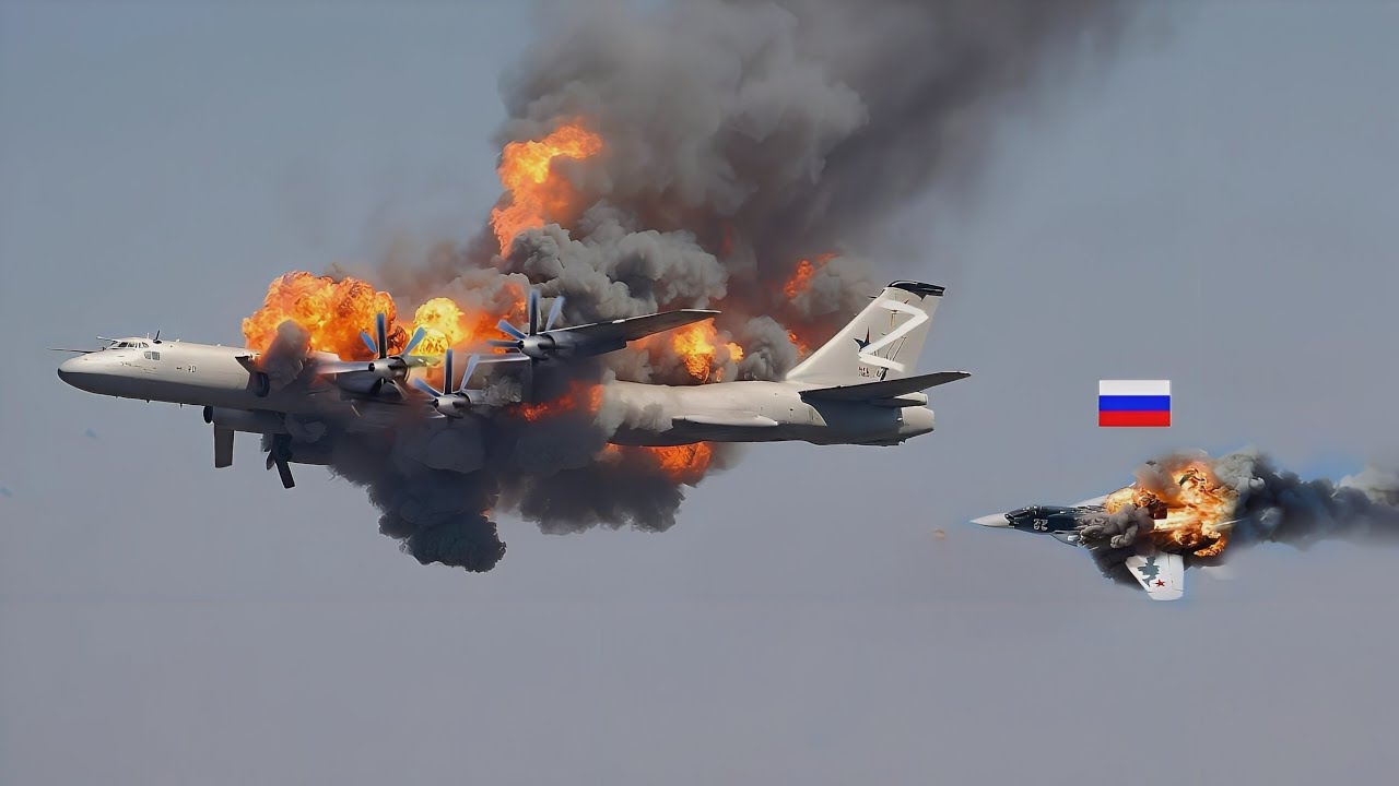 1 minute ago! 5 Russian TU-95 bombers were shot down by Ukraine's Nasams air defense system