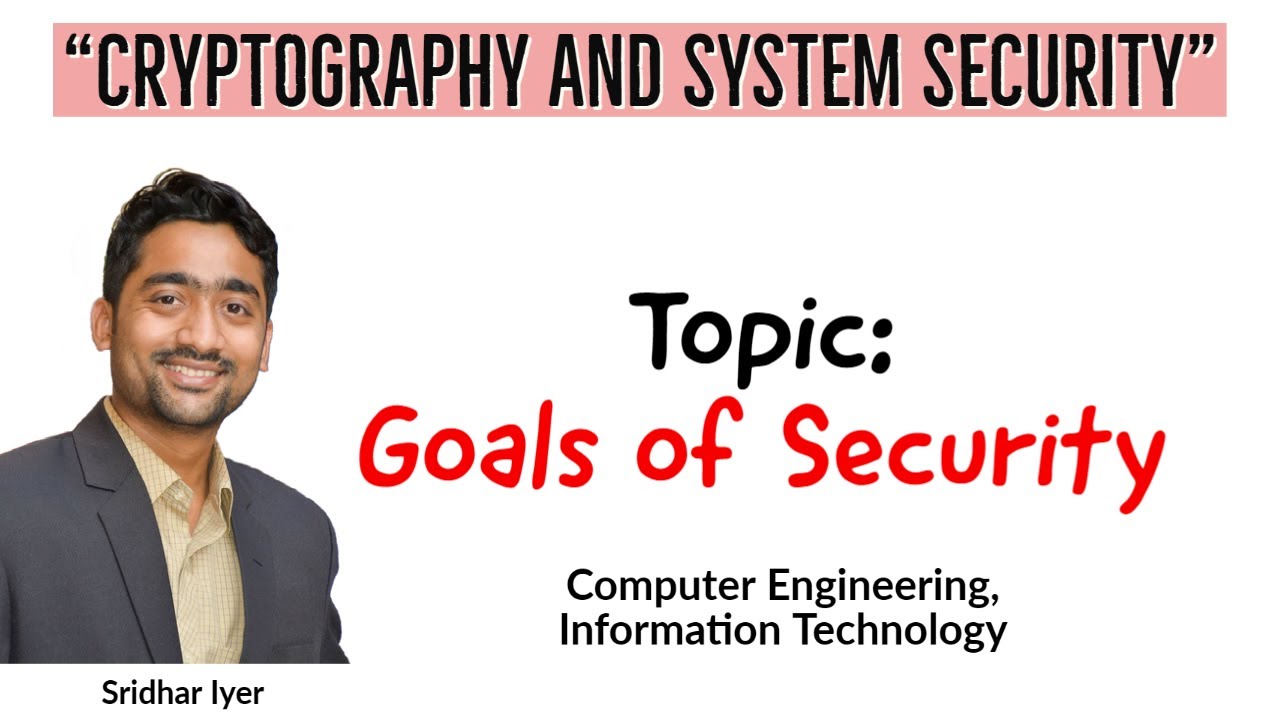 Goals of Security | Cryptography and System Security | [ English / Hindi ] | Sridhar Iyer