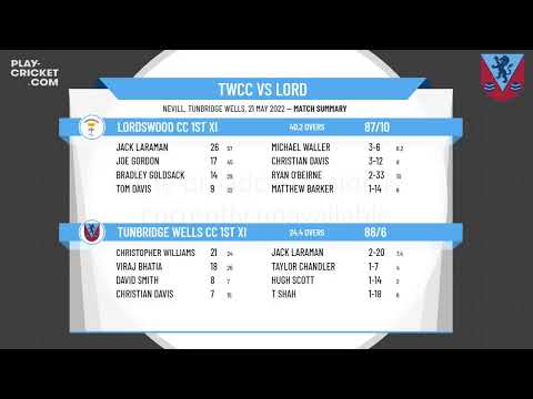 Kent Cricket League - Premier 1st XI - Tunbridge Wells CC v Lordswood CC