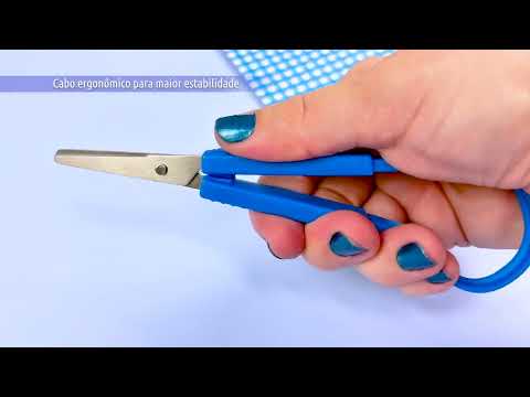 Vídeo do produto Tesoura Escolar 136MM Alça Adapt