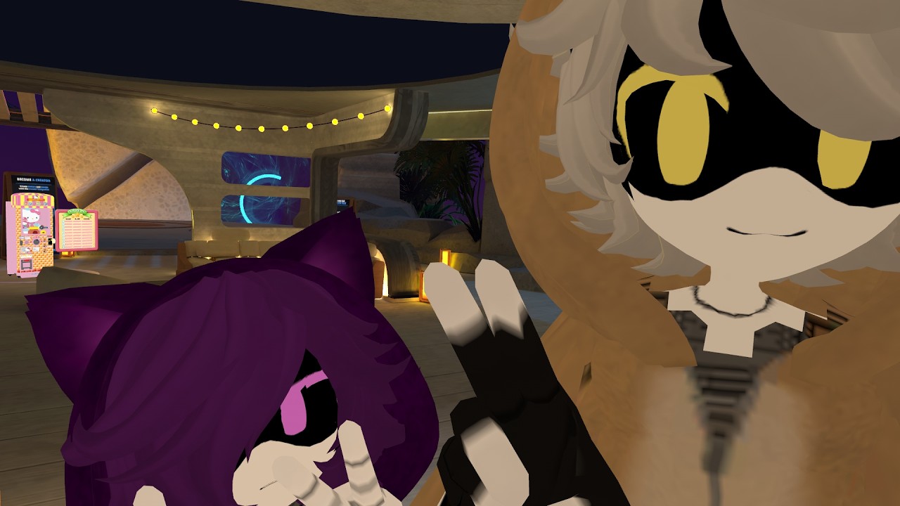 N and Uzi chill in the youtube world in Vrchat