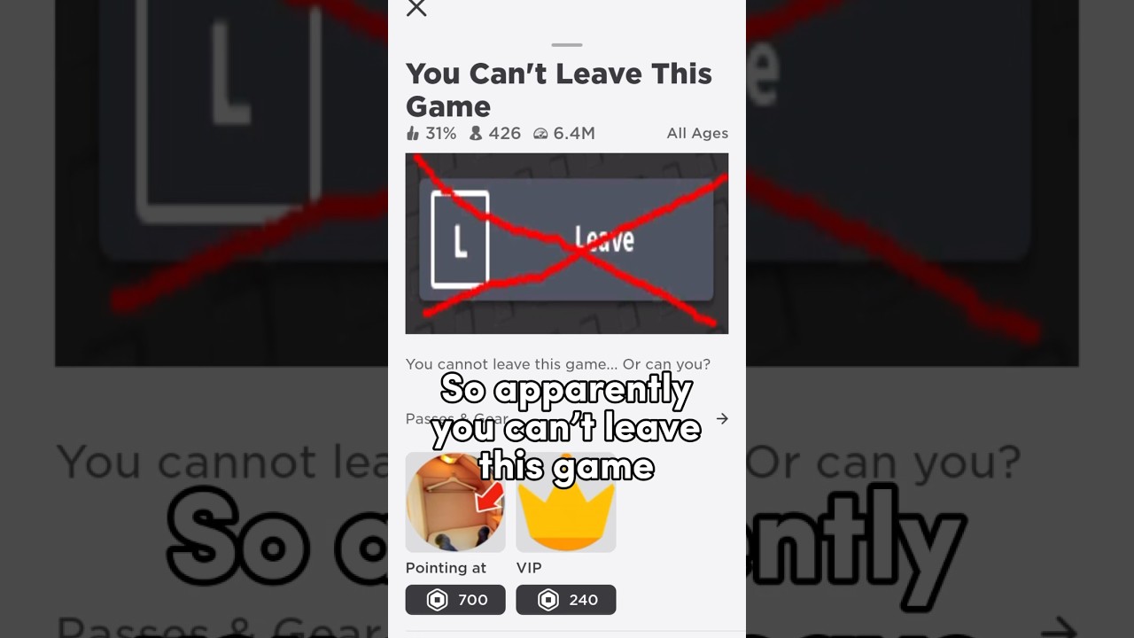 You Can’t LEAVE This Roblox Game?!😰❌ #shorts #roblox