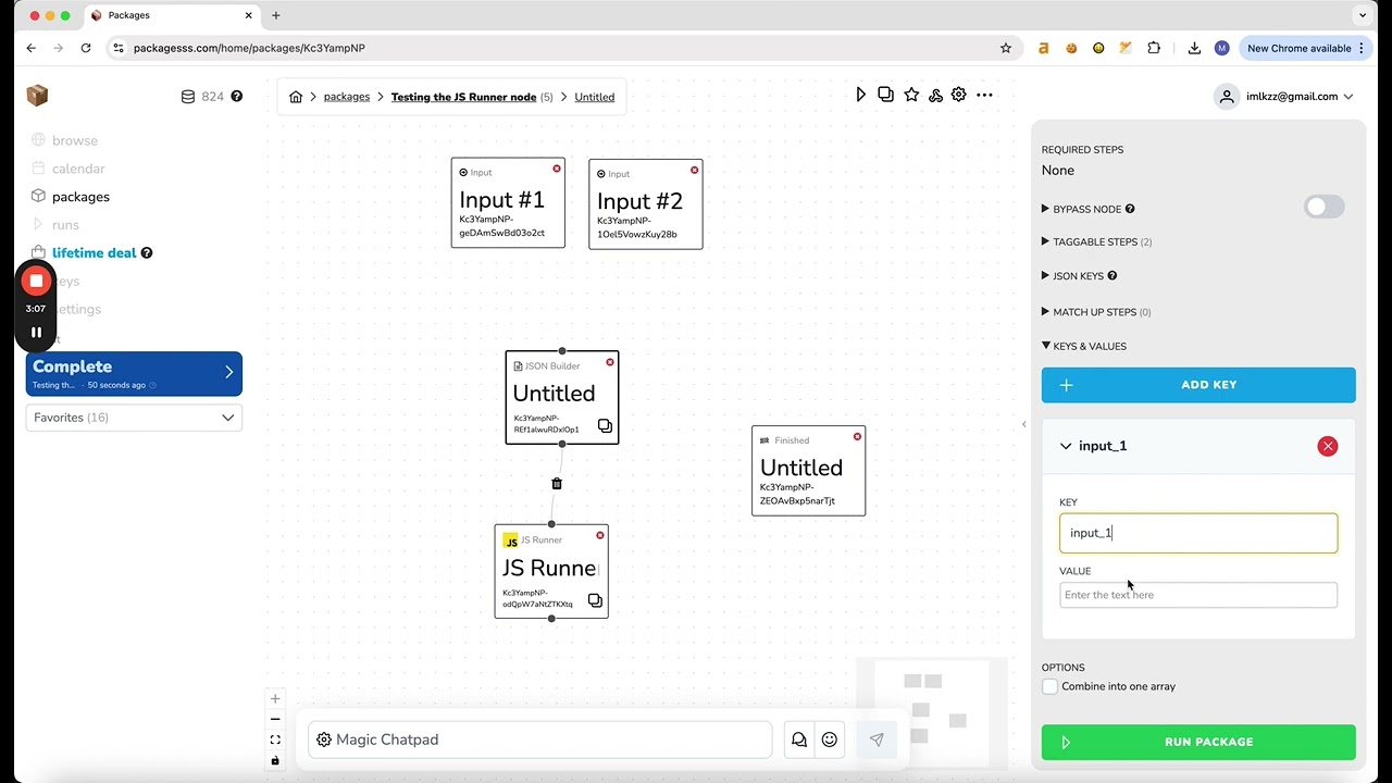 Using the JS Runner Node