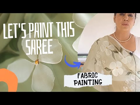 Fabric painting on georgette saree | Fabric painting tutorial | #fabricpainting #handpaintedsaree