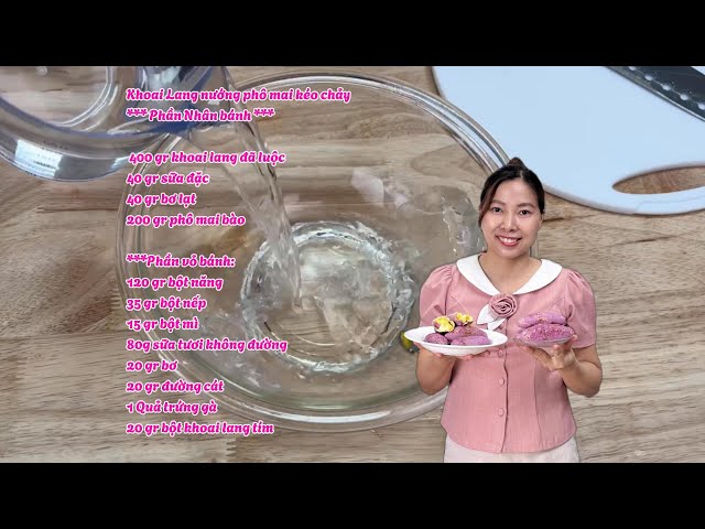 Cách Làm Bánh Khoai Lang phô mai kéo Sợi