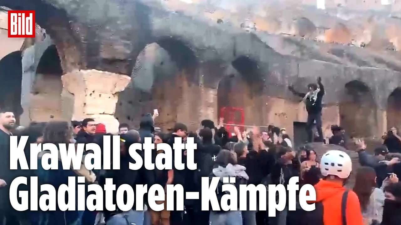 CHAOS AM WAHRZEICHEN ITALIENS: Hunderte Demonstranten stürmen Kolosseum Rom