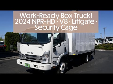Part of a video titled 2024 Isuzu NPR-HD 6.6L V8 Box Truck | Anti-Theft Protection & Liftgate