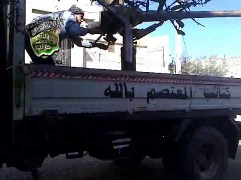 استهداف تحصينات قوات النظام  في قرية الكم في ريف حمص بواسطة مدفع بي ام بي معدل من قبل كتائب المعتصم بالله