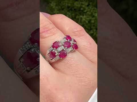 Stunning 9ct White Gold Ruby And Diamond Ring - Birmingham 2005