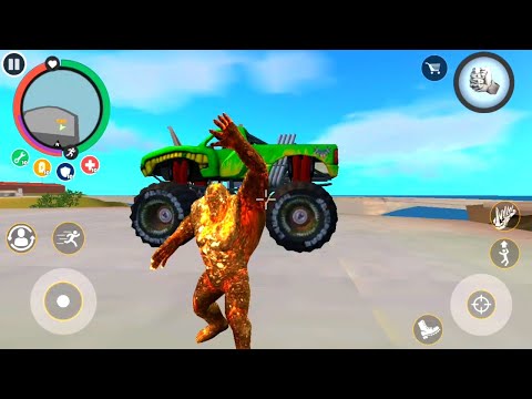 Rope Hero Vice Town | Mutant Giant Monster Truck Jumping | Stone Giant Finish All Military Ground