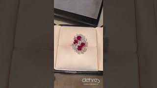 Burmese Pigeon Blood rubies with white diamonds ring #diamond #gemstone