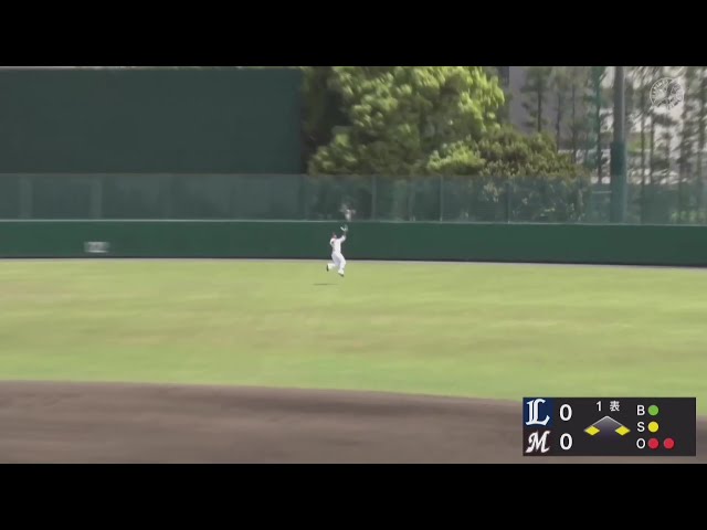 【ファーム】マリーンズ・愛斗 センター後方への打球を俊足飛ばしてジャンピングキャッチ!! 2025年5月7日 千葉ロッテマリーンズ 対 埼玉西武ライオンズ