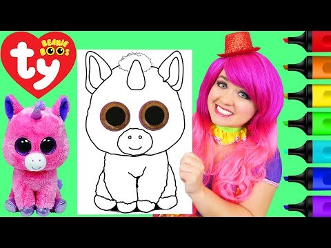 Coloring Ty Beanie Boos Magic Unicorn Coloring Page Prismacolor Markers | KiMMi THE CLOWN Video