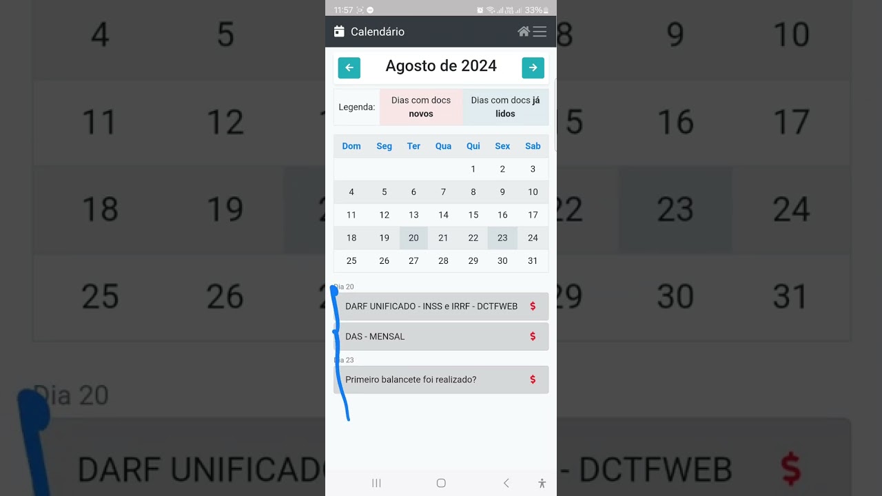CALENDÁRIO - APLICATIVO RBO CONTABILIDADE