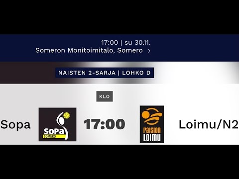 SoPa N2 - Loimu N2 /  SU  30.11.2025 klo 17:00  // Someron Monitoimitalo, Somero