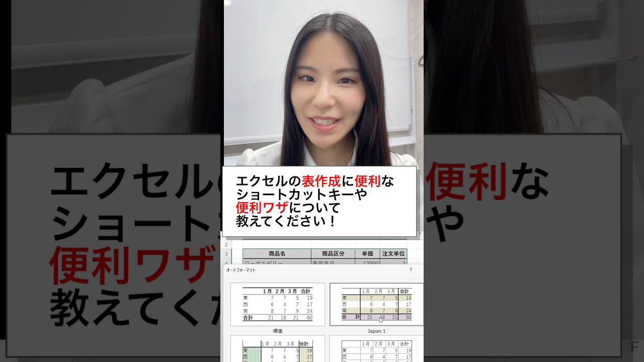表作成に便利なショートカットみんなはいくつ知ってる？#エクセル #エクセル初心者 #excel #事務職 #エクセル時短術#エクセル仕事 #エクセル便利技 #エクセルスキル#パソコン初心者