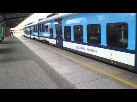 Departure of RegioPanter train from station Pardubice CZ