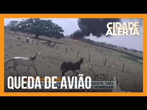 Câmera flagra queda de avião que deixou três mortos no interior de São Paulo