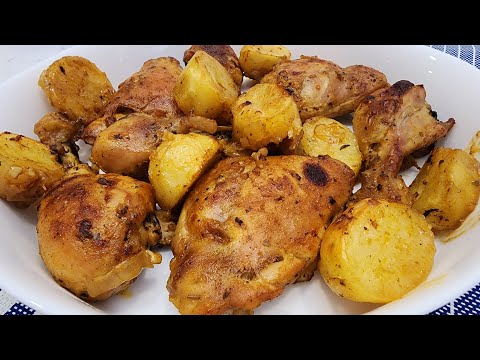 COMO HACER POLLO ASADO CON PAPAS Y CEBOLLA - MUY FÁCIL Y DELICIOSA