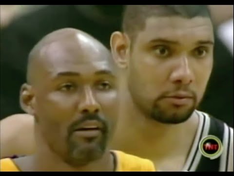 Karl Malone (Age 40) shuts down Duncan - 2004 WCSF Game 4