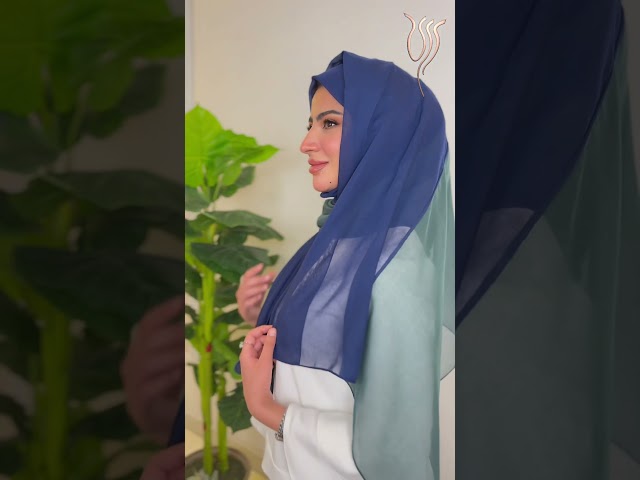 طرحة بوال لونين كحلي وأخضر بترولي طبقة واحدة