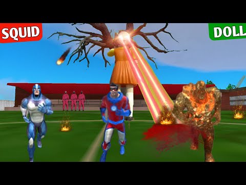 SQUID DOLL IN ROPE HERO VOICE TOWN CITY|SQUID DOLL CHALLENGE ROPE HERO