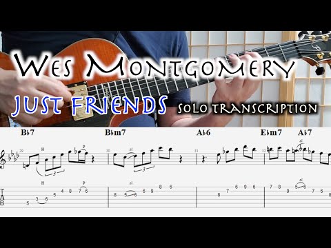 Wes Montgomery Just Friends Guitar Solo Transcription, Tab, 2 chorus