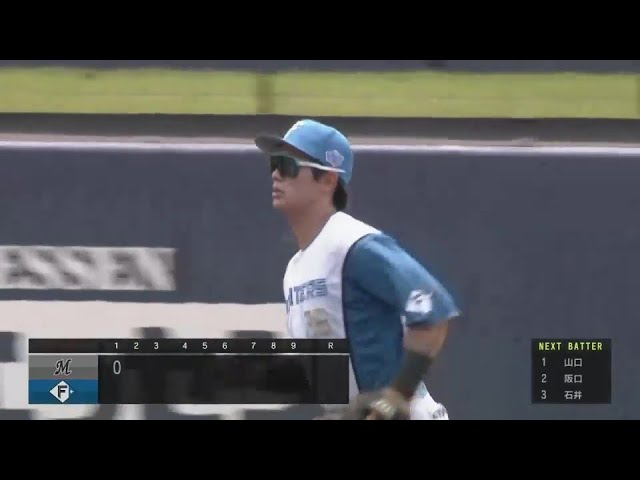 【ファーム】ファイターズ・福田光輝 二遊間に飛んだ打球を華麗に処理するファインプレー!!  2024年6月6日 北海道日本ハムファイターズ 対 千葉ロッテマリーンズ