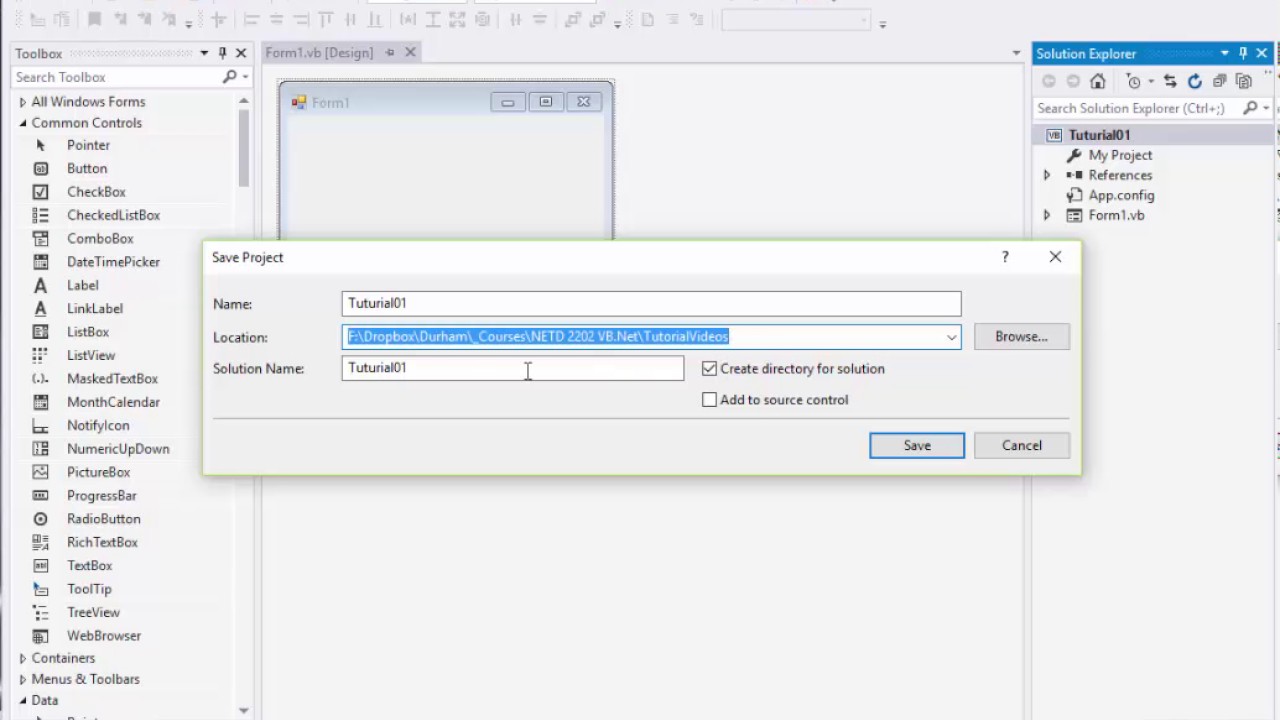 Visual Basic .Net Tutorial 1 - Projects and Solutions