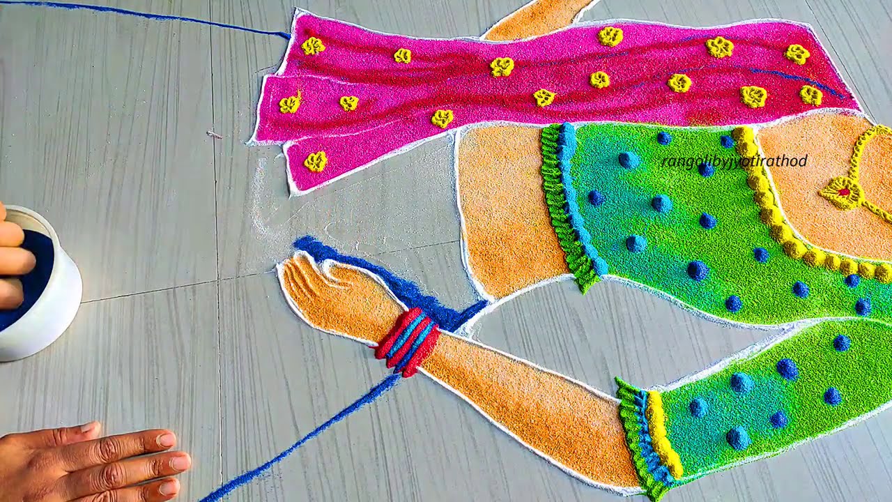 dandiya girl rangoli design for navaratri by jyothi rathod