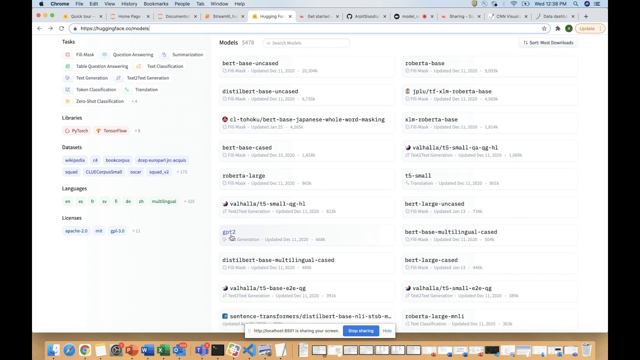 Hugging face  model serving through streamlit (python)