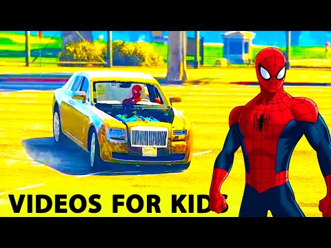 Spiderman Cartoon 3D for Kids LUXURY CARS Party /w Children's Nursery Rhymes Songs Video
