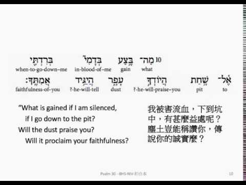 Psalm 30: Hebrew interlinear audio Bible 希伯來文聖經:詩篇第三十篇