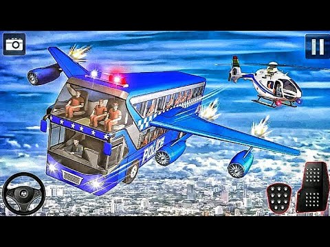 Us Police Flying Prisone Bus Criminal Transport 3D | Flying Police Bus Driving Android Gameplay