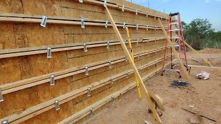 Concrete Wall Forming with Plywood, Snap Ties, and Wedges Part 3