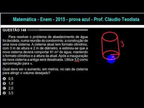 Geometria espacial - Enem - 2015 - azul - 146 (cilindro)