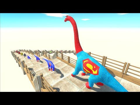SUPERMAN BRACHIOSAURUS DEATH FALL - Animal Revolt Battle Simulator