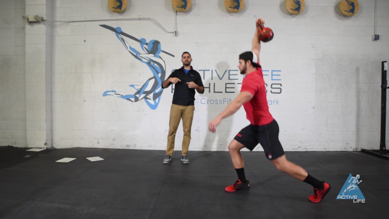 Kettlebell Overhead Walking Lunges