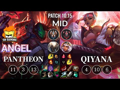 SN Angel Pantheon vs Qiyana Mid - KR Patch 10.15