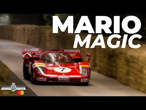 Mario Andretti drives stunning V12 Ferrari 512S up Goodwood hill